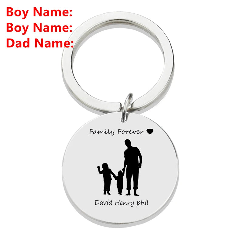 Personalised Family Name Keychain – Custom Engraved Stainless Steel Gift
