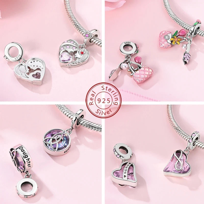 925 Sterling Silver Heart Charm Bead – Mother's Day DIY Bracelet & Necklace Gift