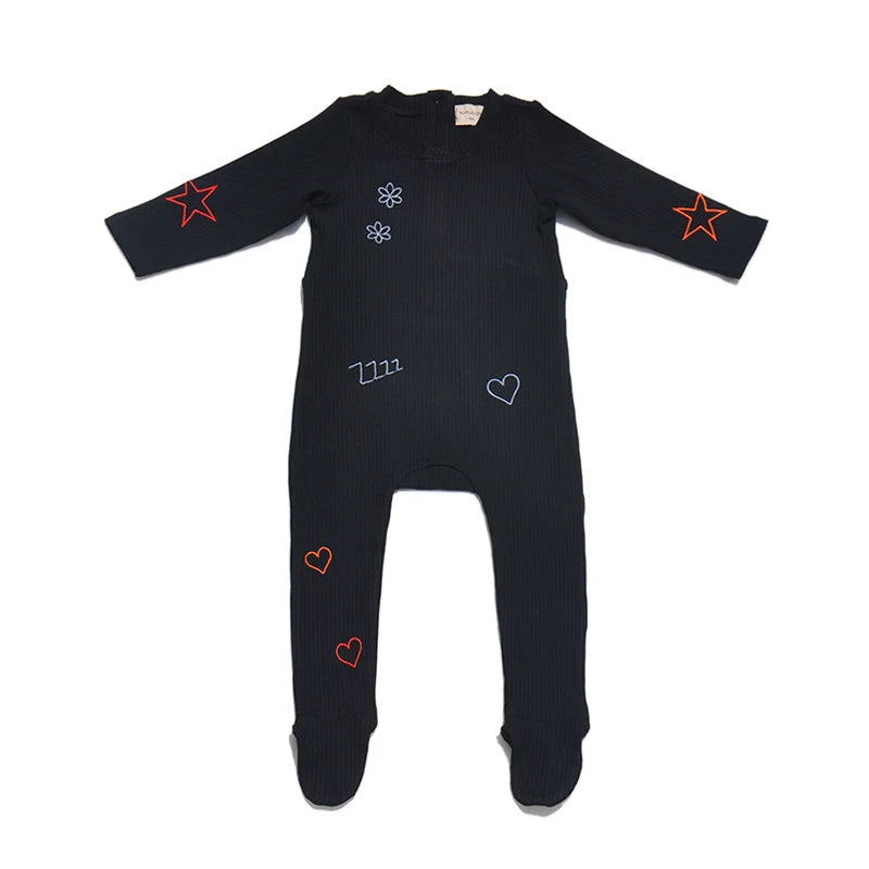 Ali-Plus Kids Embroidery Ribbed Cotton Collection Sibling Clothing Girl Boy Sets Bro Sis Pajamas Full Sleeve For Winter Children