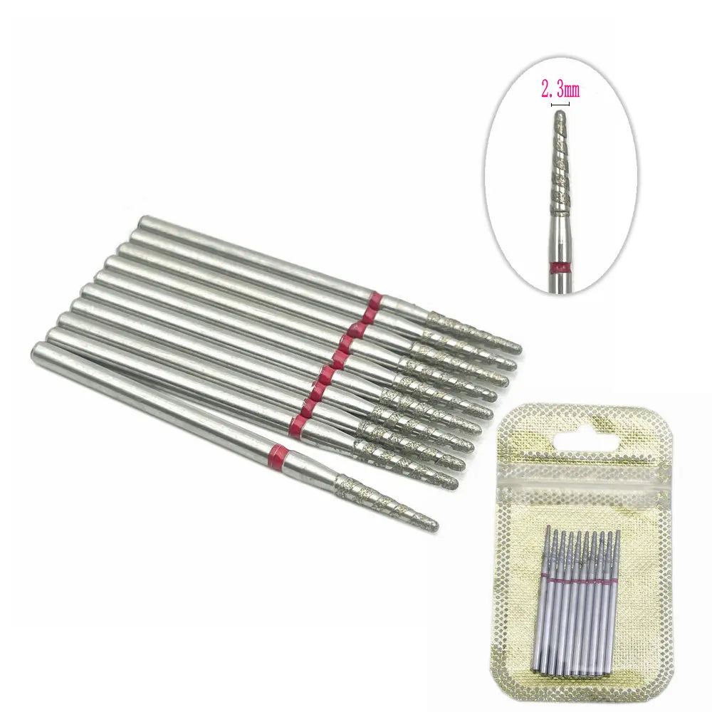 10Pcs  Flame Nail Drill Bits Diamond Cutters for Manicure Cuticle Clean Burr Diamond Mill Nails Accessories Tool