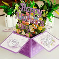3D Purple Floral Pop-up Mother's Day Card with Envelope – Laser Cut Gift for Mum