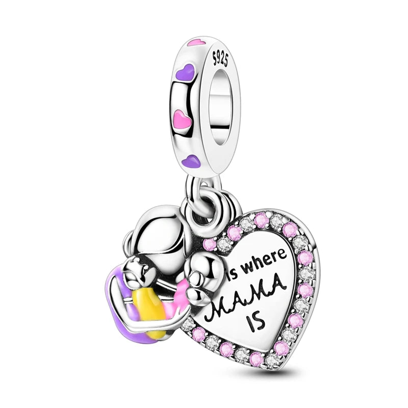 925 Sterling Silver Heart Charm Bead – Mother's Day DIY Bracelet & Necklace Gift