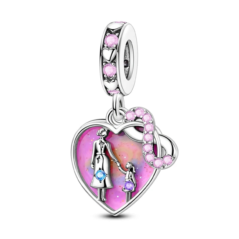 925 Sterling Silver Heart Charm Bead – Mother's Day DIY Bracelet & Necklace Gift