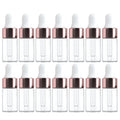 10/20pcs Mini Dropper Bottles Glass Empty Essential Oil Aromatherapy Bottles Rose Gold Cap Pipettes Bottles 1ml 2ml 3ml 5ml
