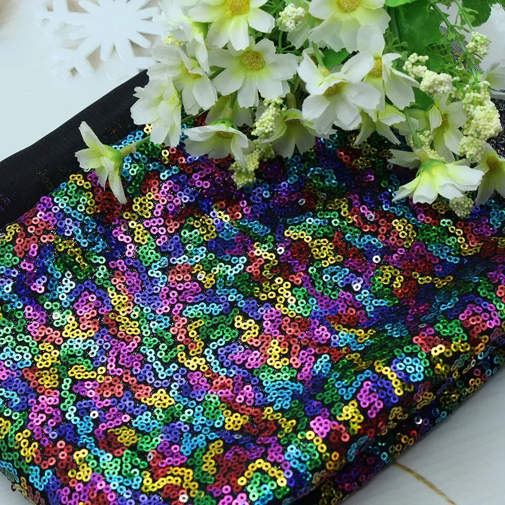 3mm Illusion Small Sequin Embroidered Fabric Stage Evening Dress Embroidered Fabric Background Tablecloth Luggage Fabric
