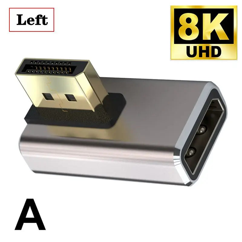 8K 1.4 Version Metal Shell DP Revolving Mother 90 Degree Vertical Bending High-Definition Adapter Support 8k@60Hz DisplayPort