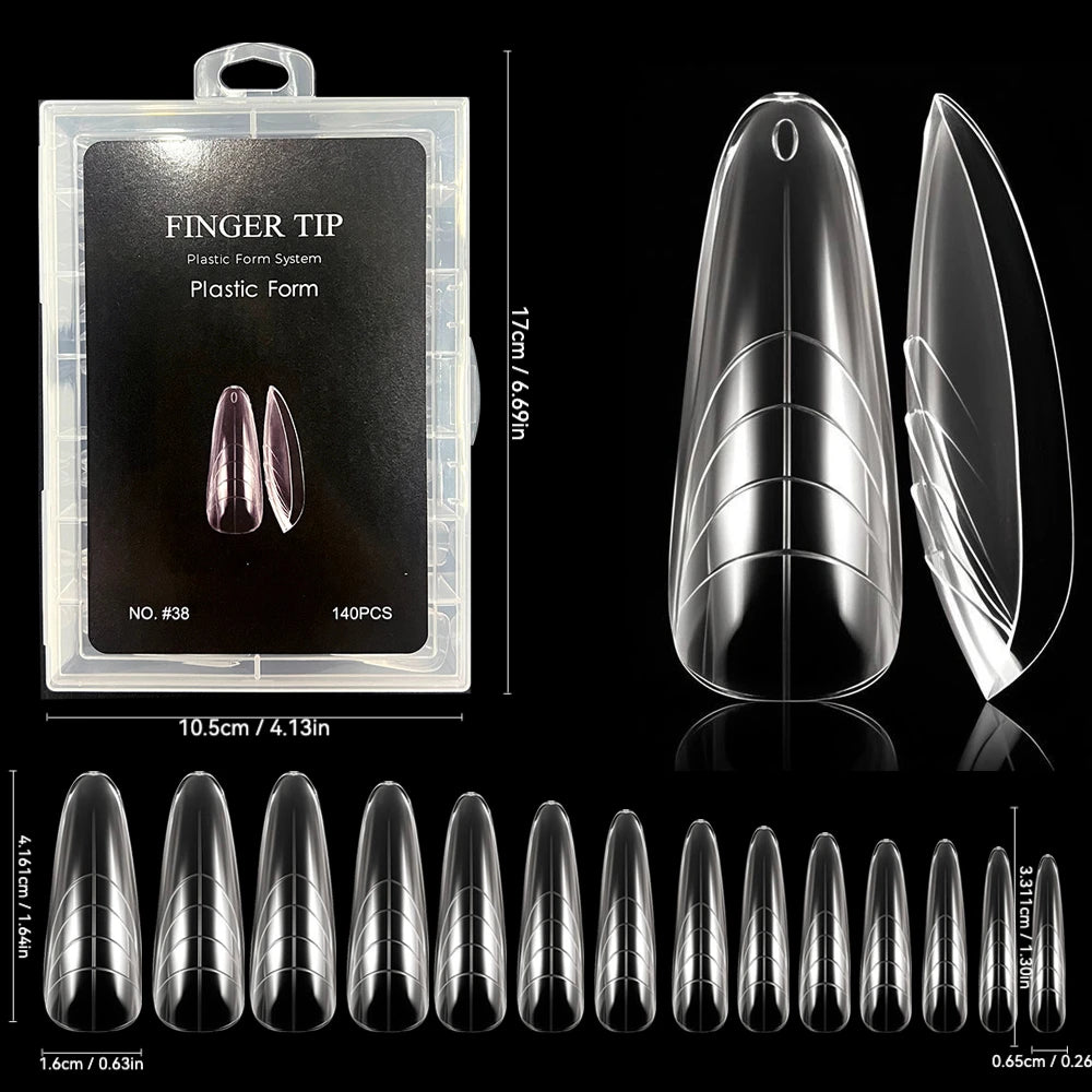 140pcs Dragon Claw Clear Dual Nail Form 3D Cat Claw Hawk Sculptural Nail Tips Full Cover Molds for Poly Nail Gel Extension