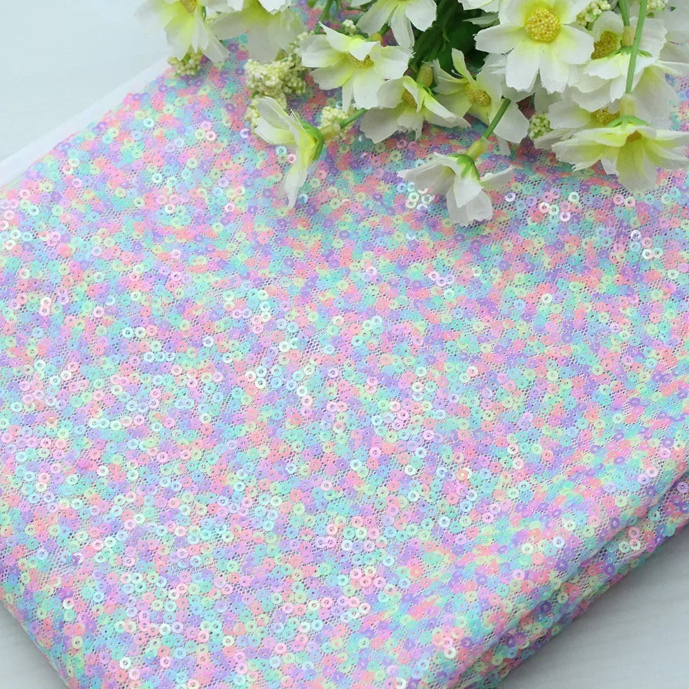 3mm Illusion Small Sequin Embroidered Fabric Stage Evening Dress Embroidered Fabric Background Tablecloth Luggage Fabric