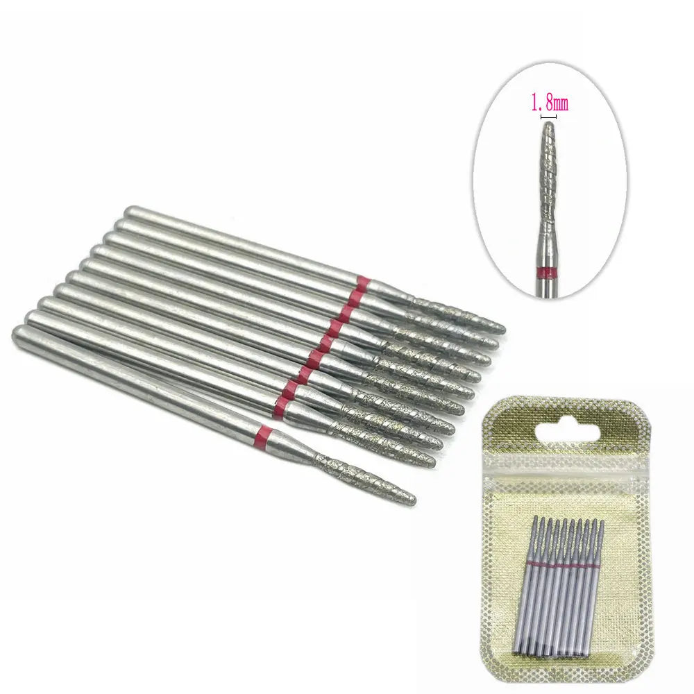 10Pcs  Flame Nail Drill Bits Diamond Cutters for Manicure Cuticle Clean Burr Diamond Mill Nails Accessories Tool