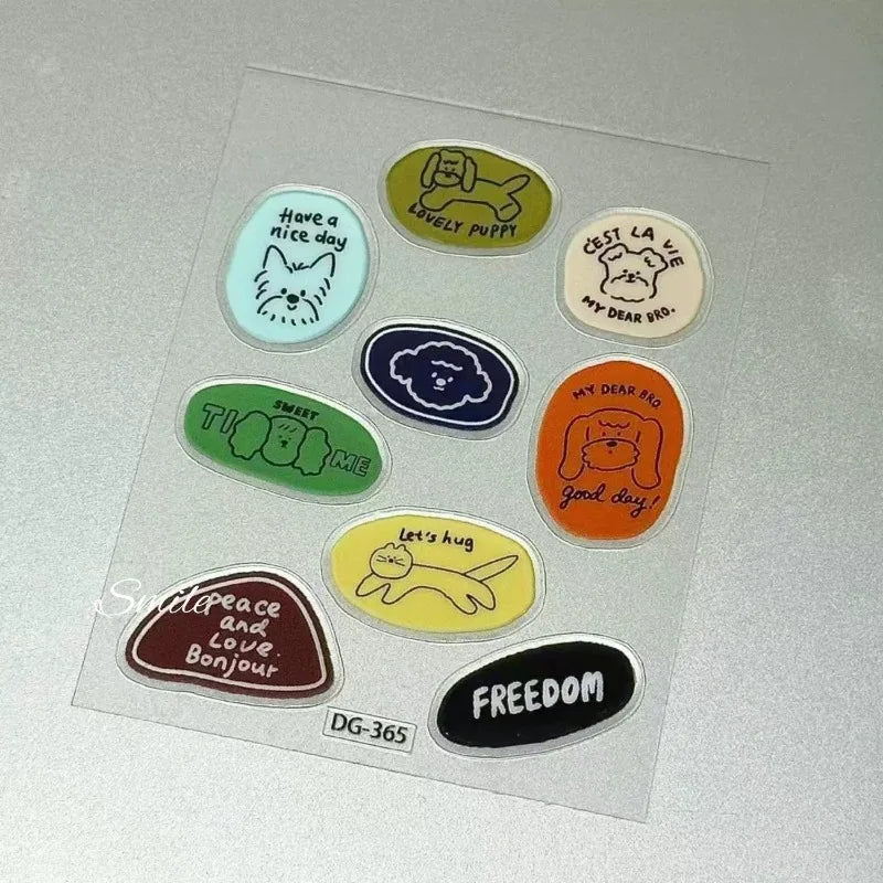 Cute American Cartoon Cat Dog 3D Relief Sticker - Transparent Jelly Resin Decal for Phone Case Tablet Scrapbook & Journal Decor