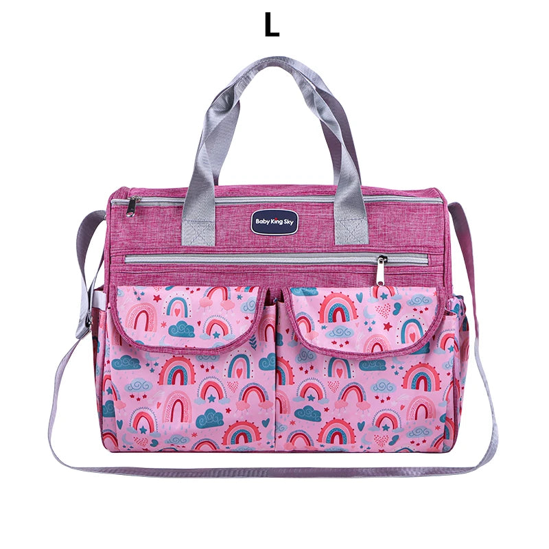 Cloud Print Crossbody Mummy Bag – Large Capacity Travel Diaper Bag