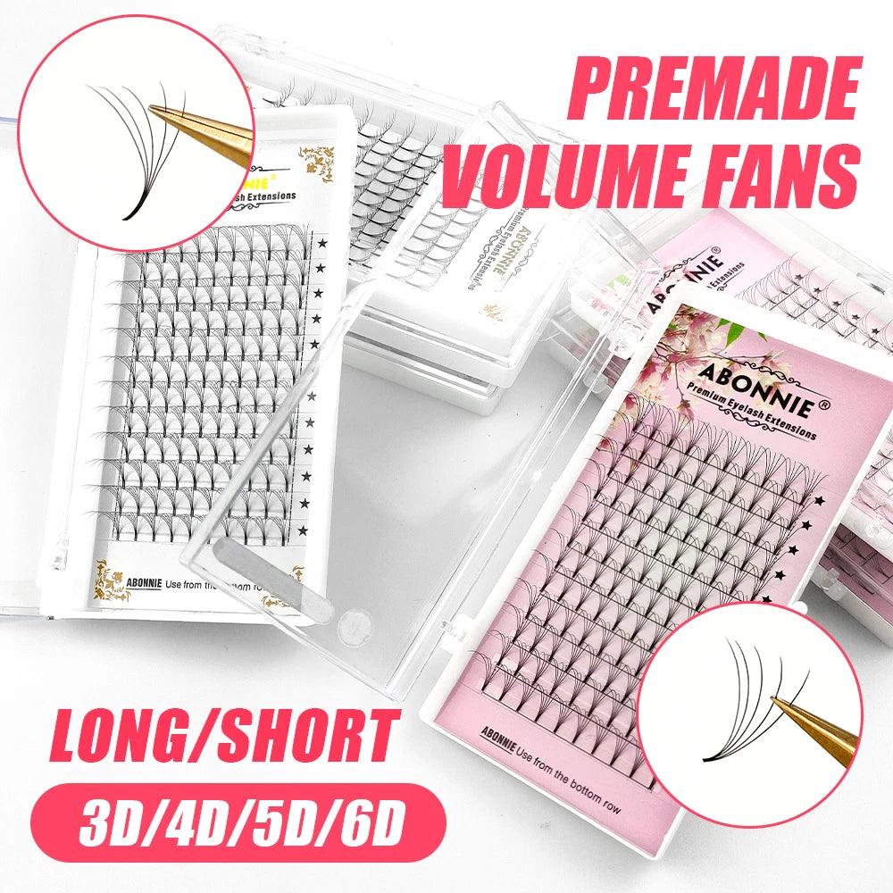 ABONNIE 3D/4D/5D/6D Long Stem Short Stem Premade Fans Russian Volume Eyelashes Extension Mink Lashes Individual Lash Extensions