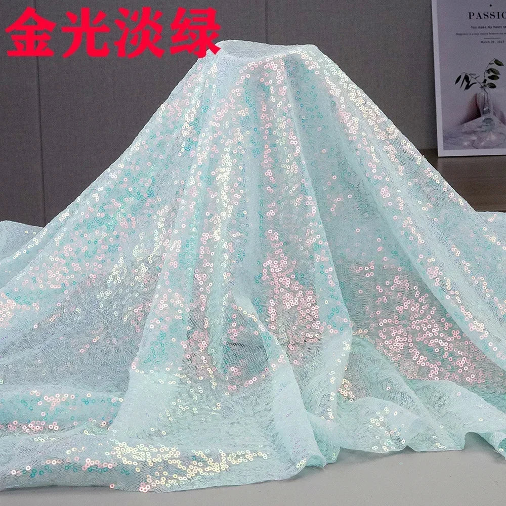 3mm Illusion Small Sequin Embroidered Fabric Stage Evening Dress Embroidered Fabric Background Tablecloth Luggage Fabric
