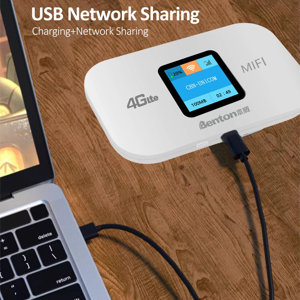 Benton Plug Play M100 2050/3000mAh 4G LTE Portable Travel Router 150Mbps 4G SIM Card WiFi Router for Home Travel RV Car SOHO