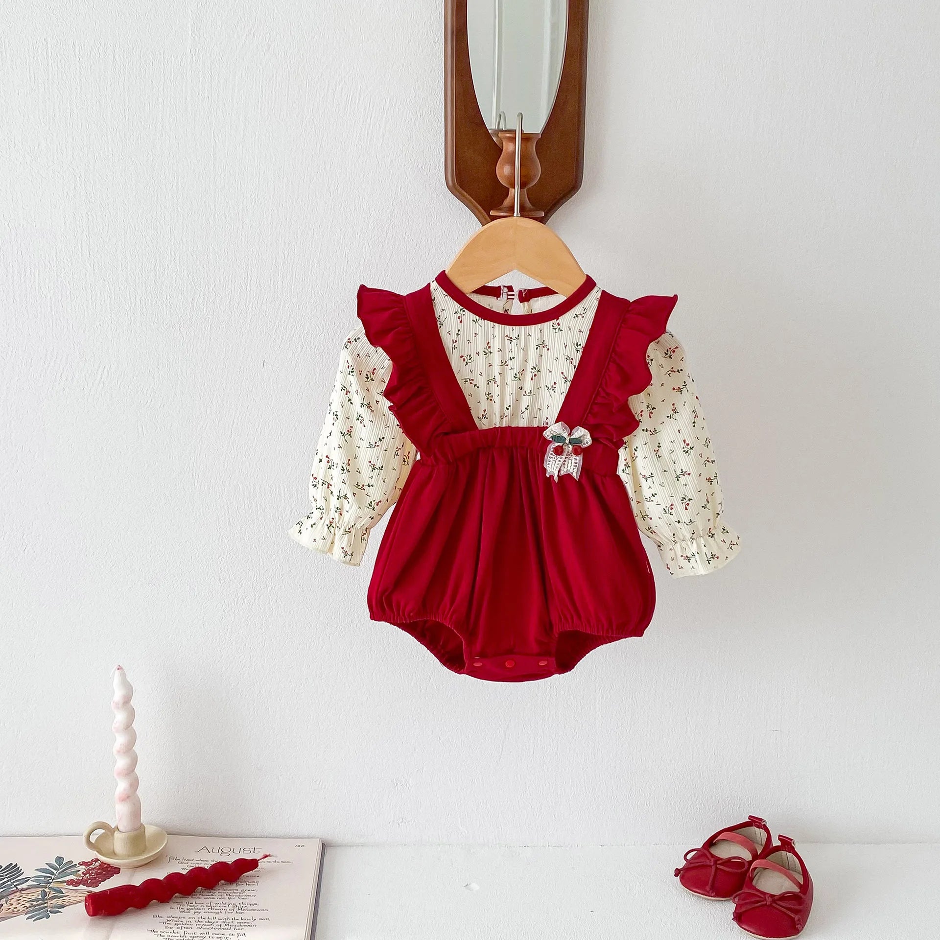 Christmas Newborn Kids Baby Girls Embroidered Rabbit Sweet New Year Gift Princess Rompers Infant New Baby Girls Rompers Clothes