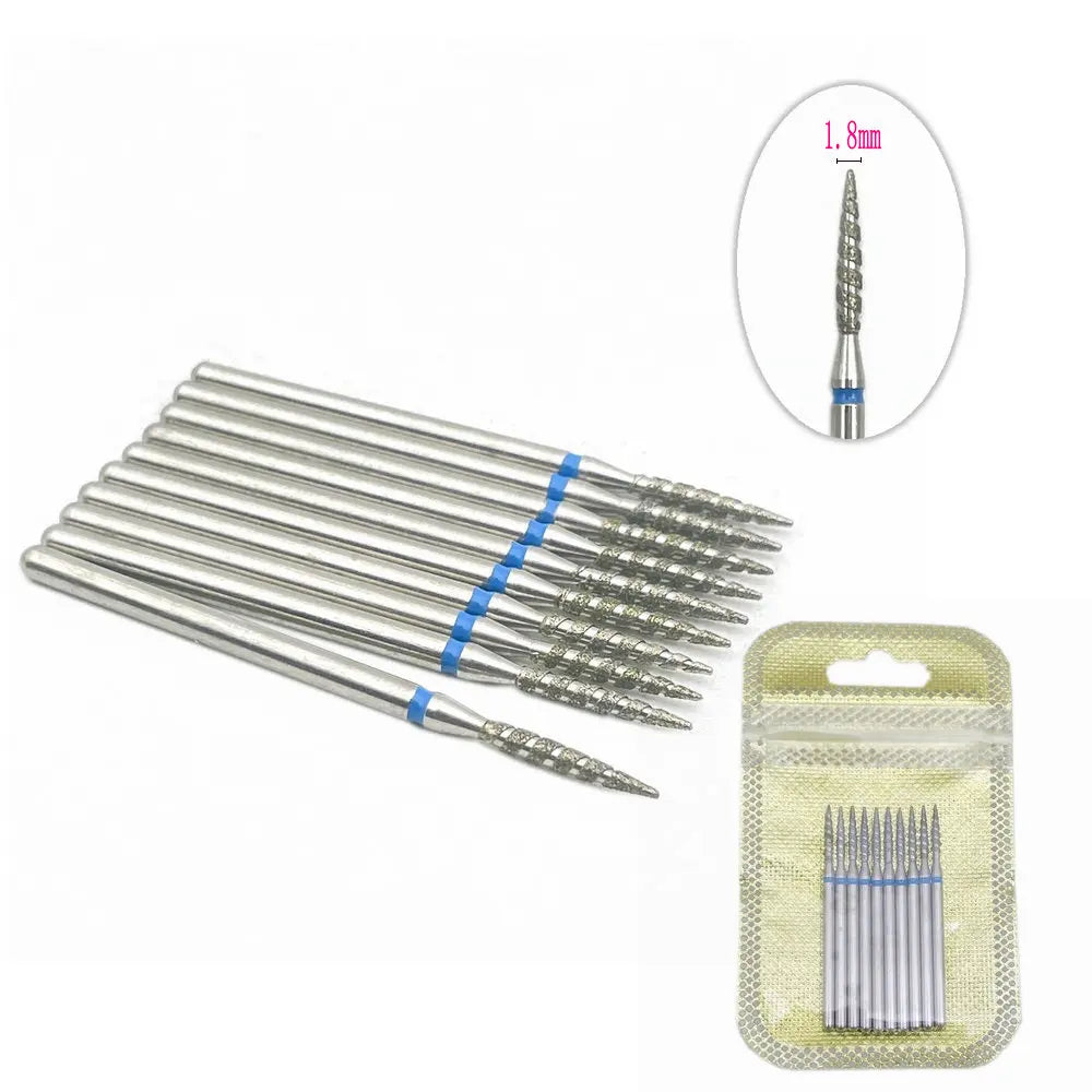 10Pcs  Flame Nail Drill Bits Diamond Cutters for Manicure Cuticle Clean Burr Diamond Mill Nails Accessories Tool