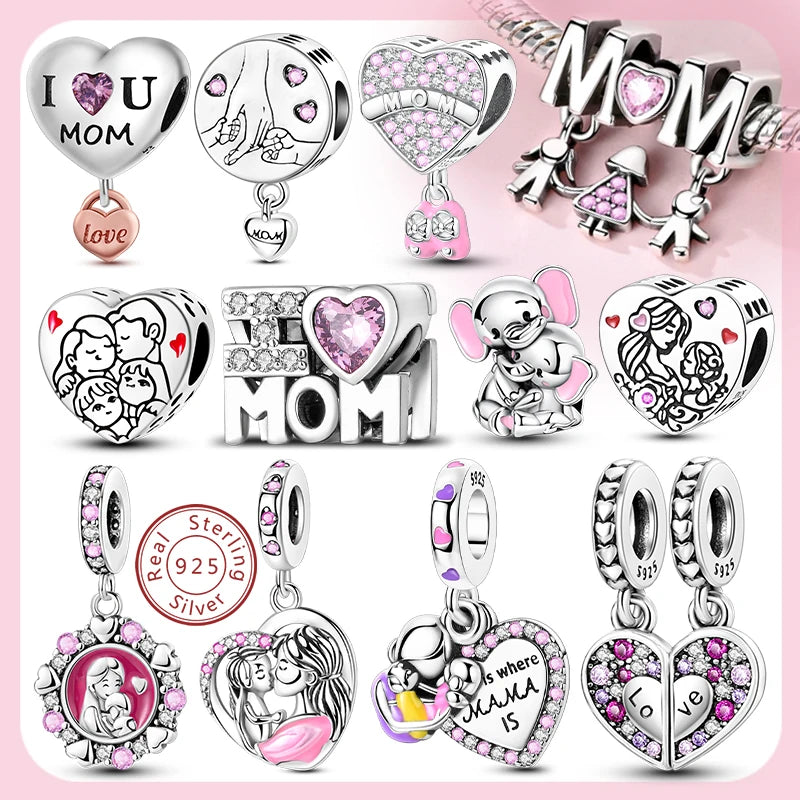 925 Sterling Silver Heart Charm Bead – Mother's Day DIY Bracelet & Necklace Gift