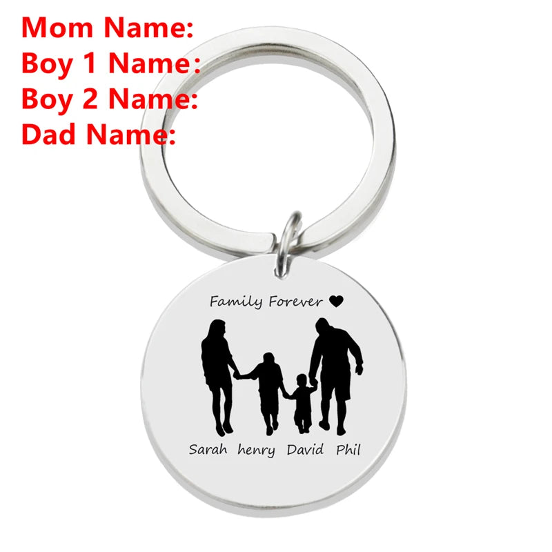 Personalised Family Name Keychain – Custom Engraved Stainless Steel Gift