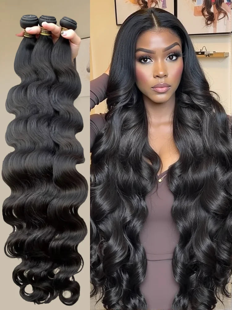 30 40 Inch 12A 14A Body Wave Human Hair Bundle Natural Black 3 4 Bundles Remy Unprocessed Virgin  Raw Human Hair Extensions