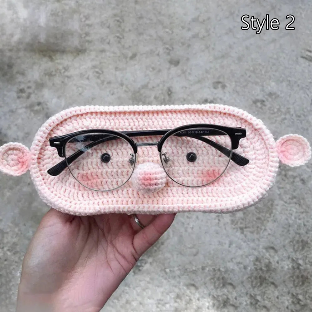 Handmade Crochet Bear Eyeglass Holder Tray – Cute Desktop Organiser & Mother's Day Gift