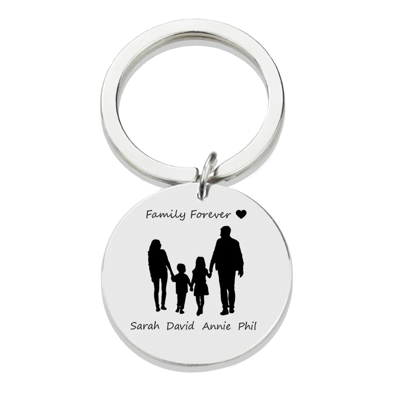 Personalised Family Name Keychain – Custom Engraved Stainless Steel Gift