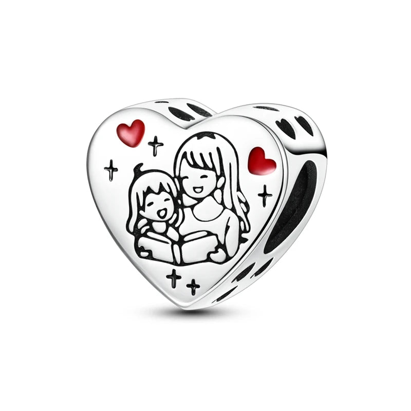 925 Sterling Silver Heart Charm Bead – Mother's Day DIY Bracelet & Necklace Gift