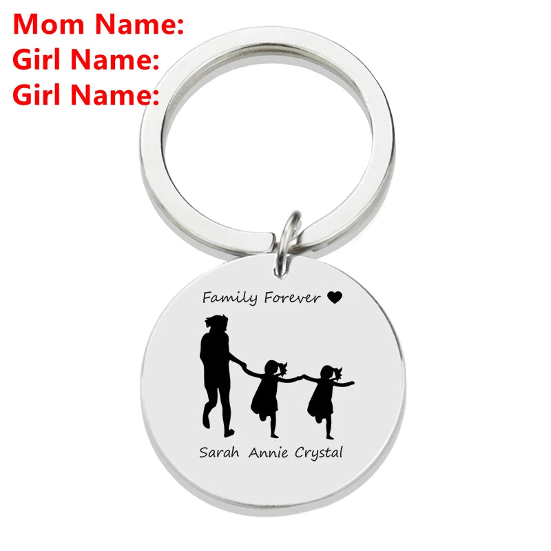 Personalised Family Name Keychain – Custom Engraved Stainless Steel Gift