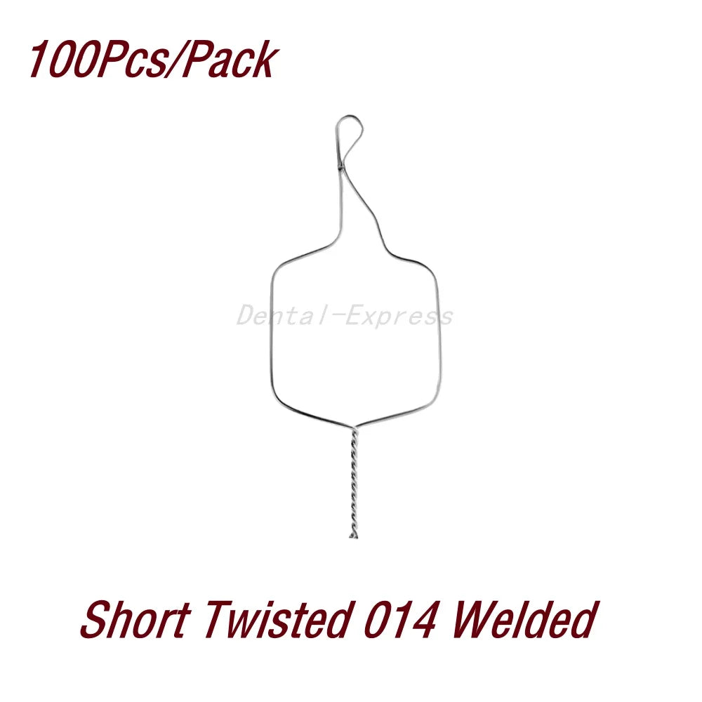 100Pcs/Pack Dental Orthodontic Kobayashi Wire Preformed Ligature Wire  Long Short Twist Weld 0.008-0.014 for Metal Bracket Brace