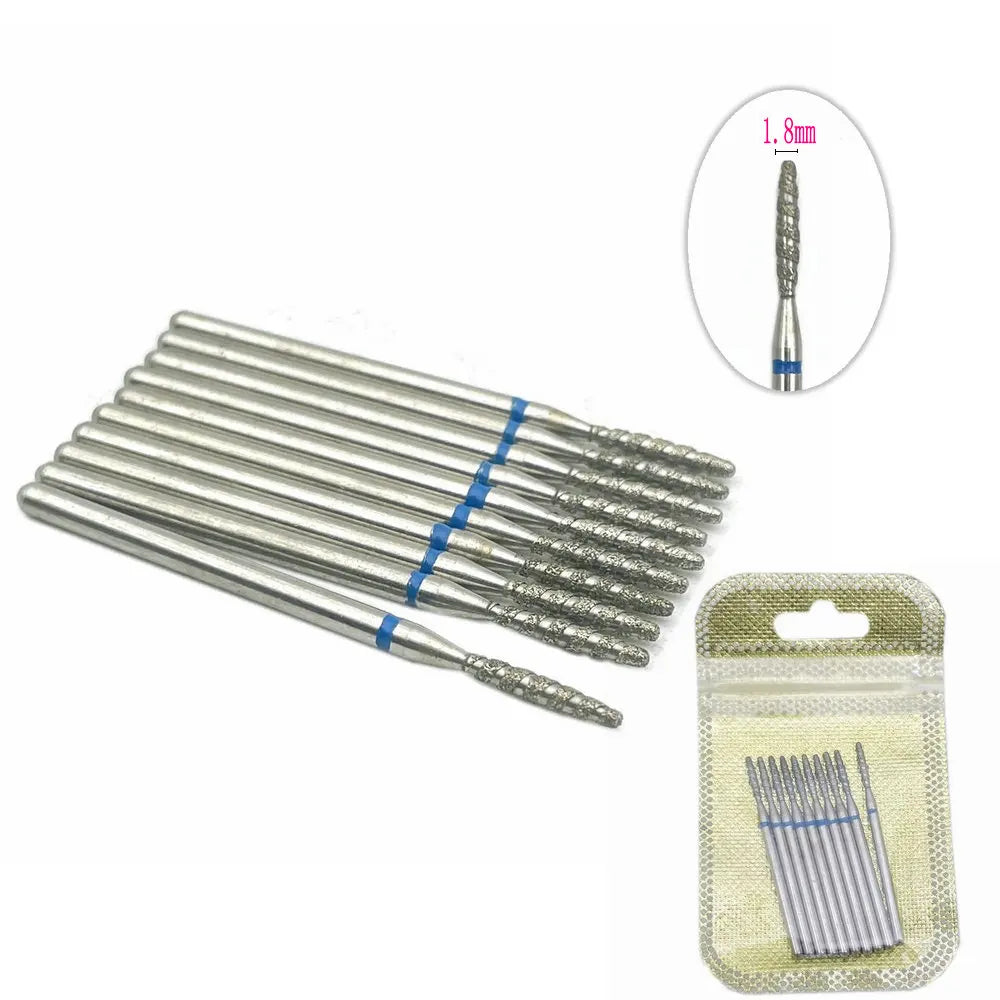 10Pcs  Flame Nail Drill Bits Diamond Cutters for Manicure Cuticle Clean Burr Diamond Mill Nails Accessories Tool