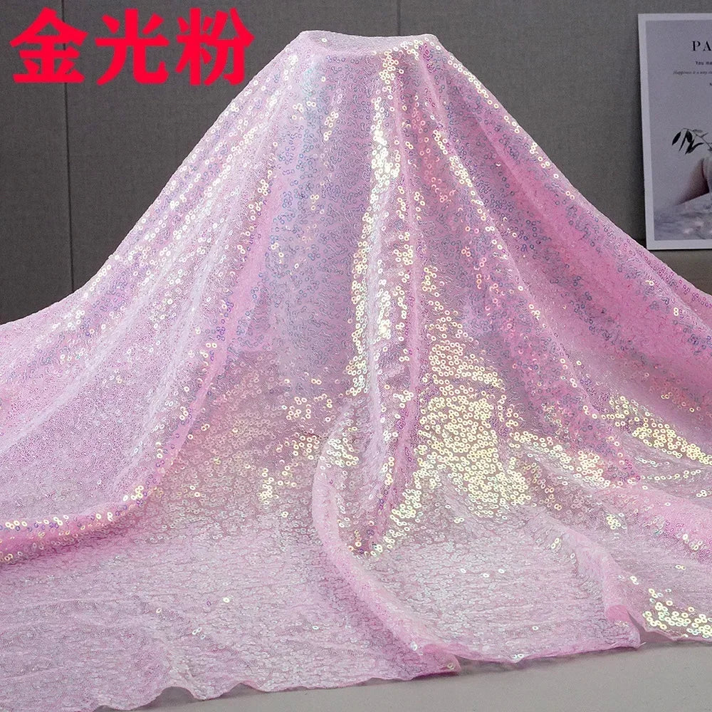 3mm Illusion Small Sequin Embroidered Fabric Stage Evening Dress Embroidered Fabric Background Tablecloth Luggage Fabric