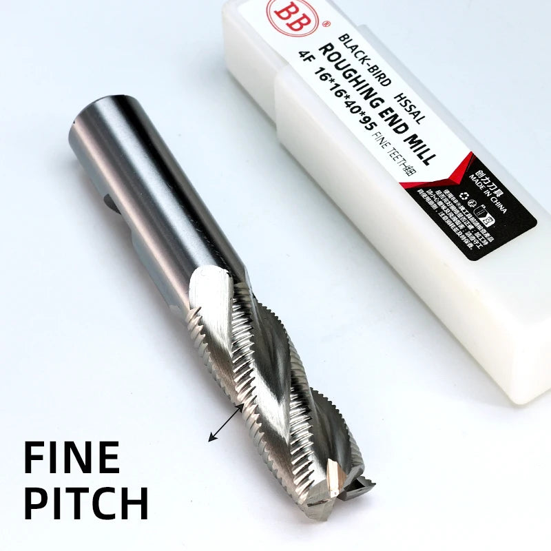 BB Roughing End Mill HSS 3 4 Flute Fine Pitch Teeth Aluminum Steel Machining TiN Coating Low Speed Metal Tool 6mm 7mm 8mm 10 12