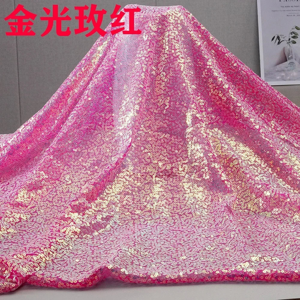 3mm Illusion Small Sequin Embroidered Fabric Stage Evening Dress Embroidered Fabric Background Tablecloth Luggage Fabric