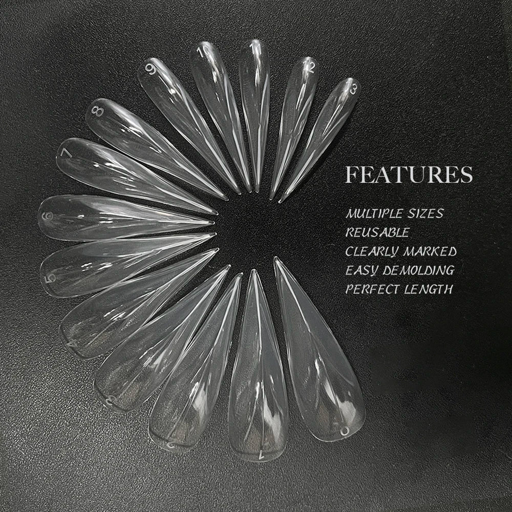 140pcs Dragon Claw Clear Dual Nail Form 3D Cat Claw Hawk Sculptural Nail Tips Full Cover Molds for Poly Nail Gel Extension