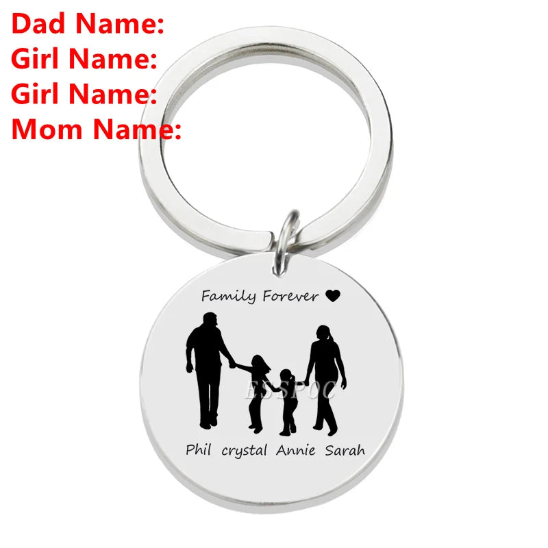 Personalised Family Name Keychain – Custom Engraved Stainless Steel Gift