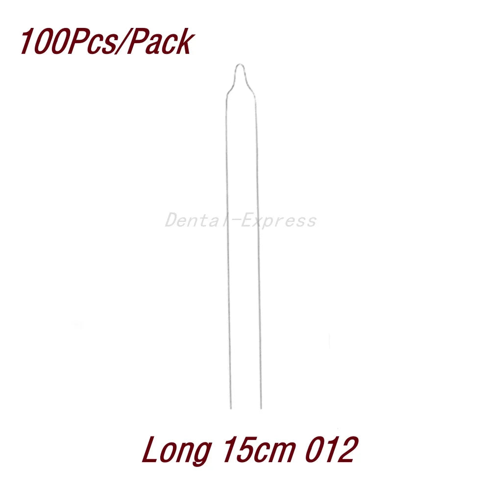 100Pcs/Pack Dental Orthodontic Kobayashi Wire Preformed Ligature Wire  Long Short Twist Weld 0.008-0.014 for Metal Bracket Brace