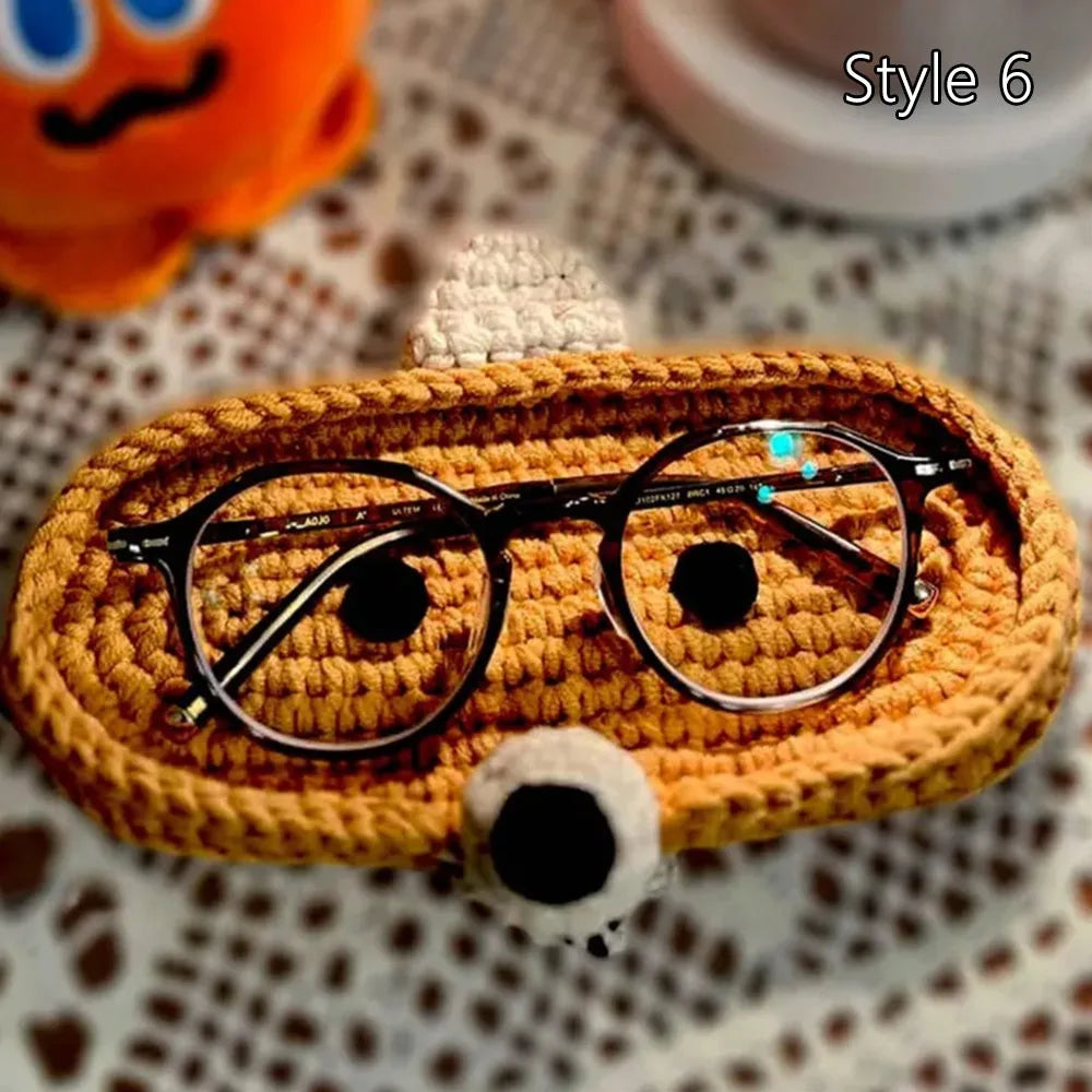 Handmade Crochet Bear Eyeglass Holder Tray – Cute Desktop Organiser & Mother's Day Gift
