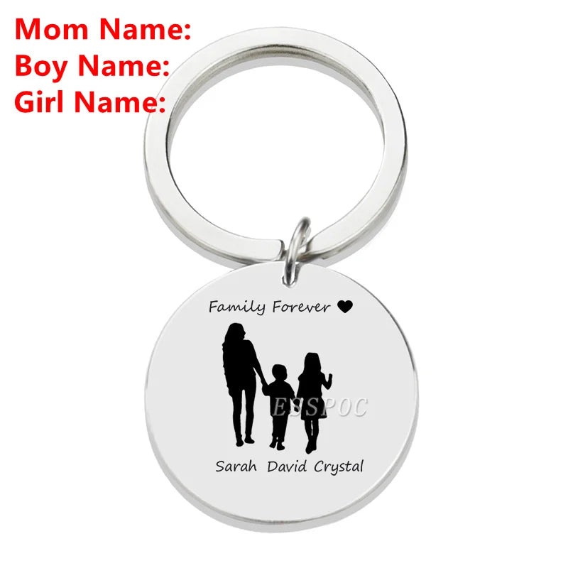 Personalised Family Name Keychain – Custom Engraved Stainless Steel Gift